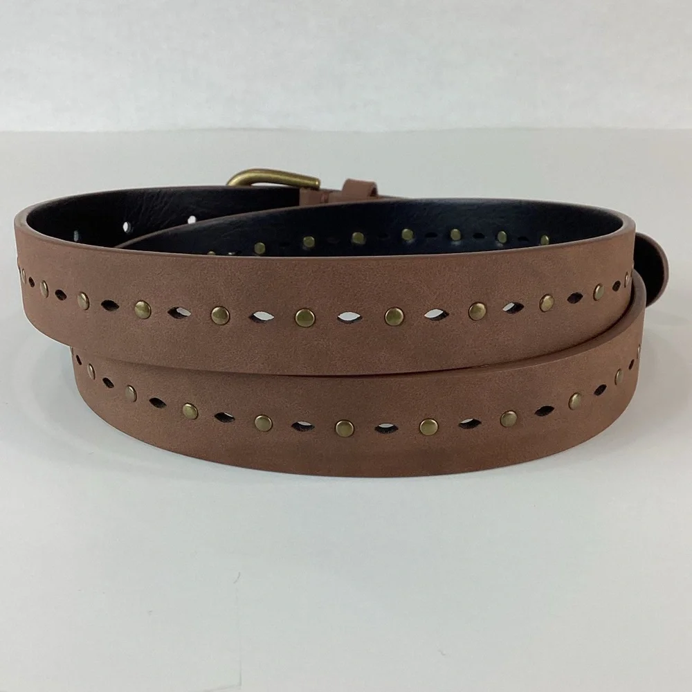 FRYE AND CO. Brown and Gold Belt with Classic Buckle | L
